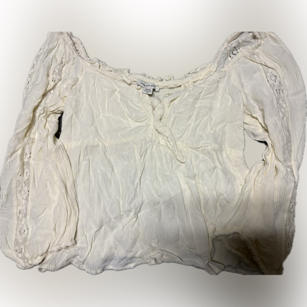 American Eagle Outfitters Cream Boho Peasant Top